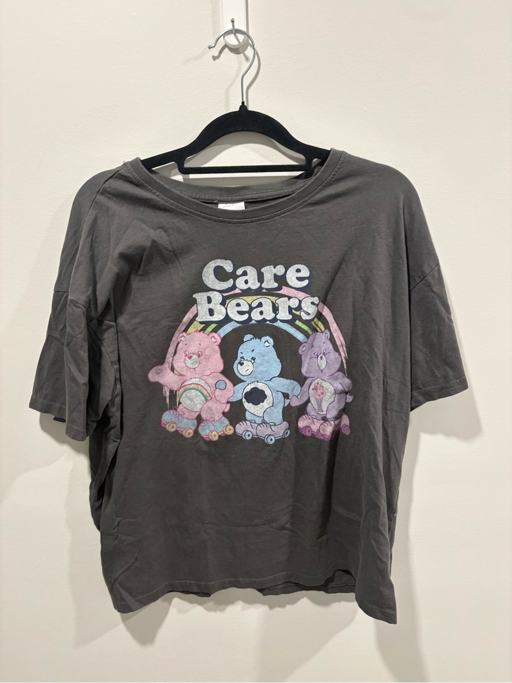 Care Bears Dark Gray Graphic Tee with Pastel Bears